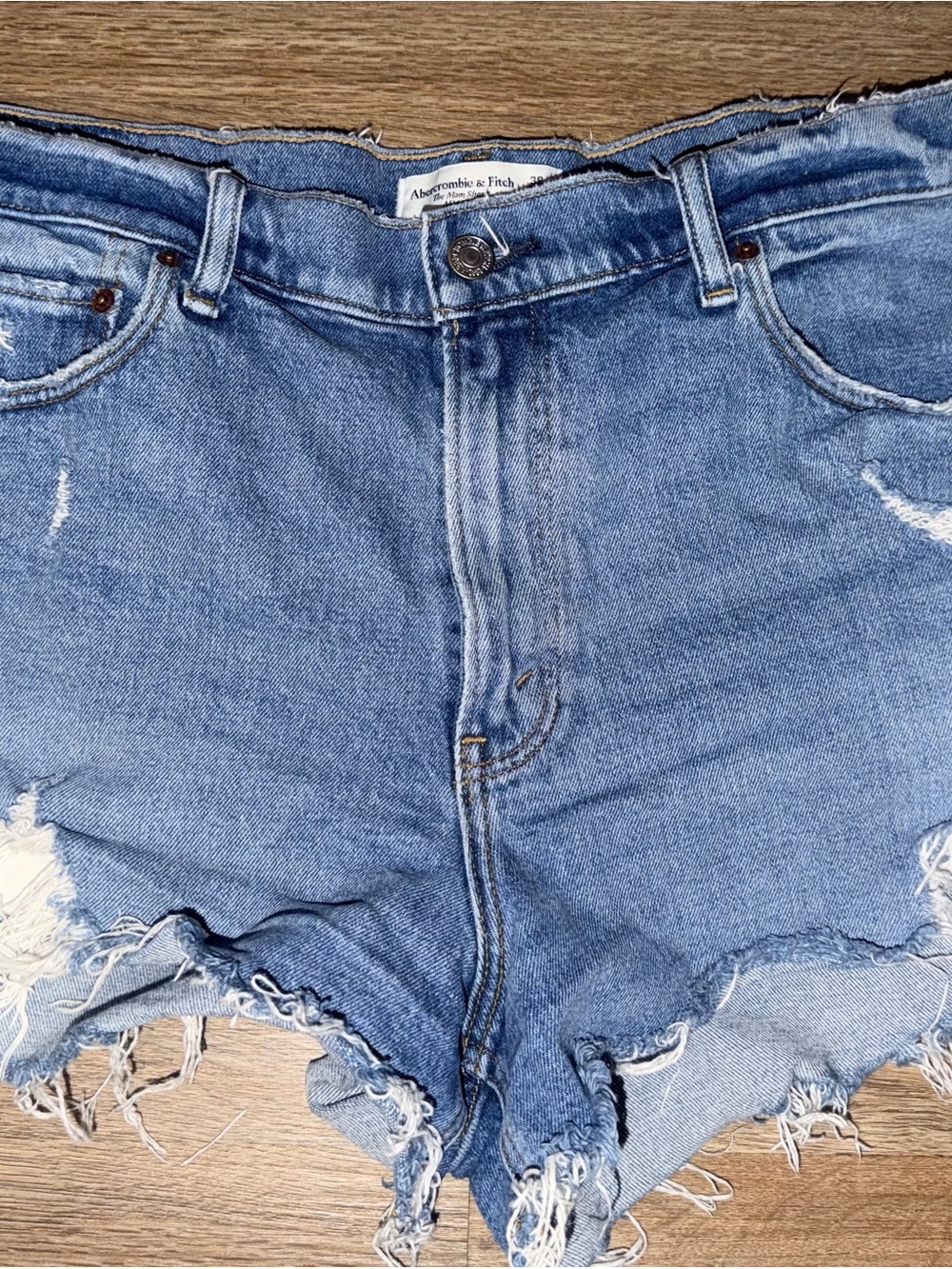Abercrombie & Fitch Light Blue Distressed Denim Cutoff Shorts